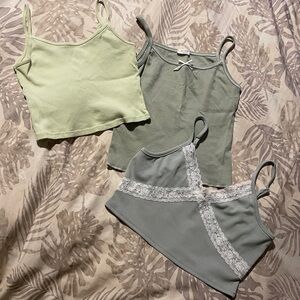 Three green sage tank tops size small